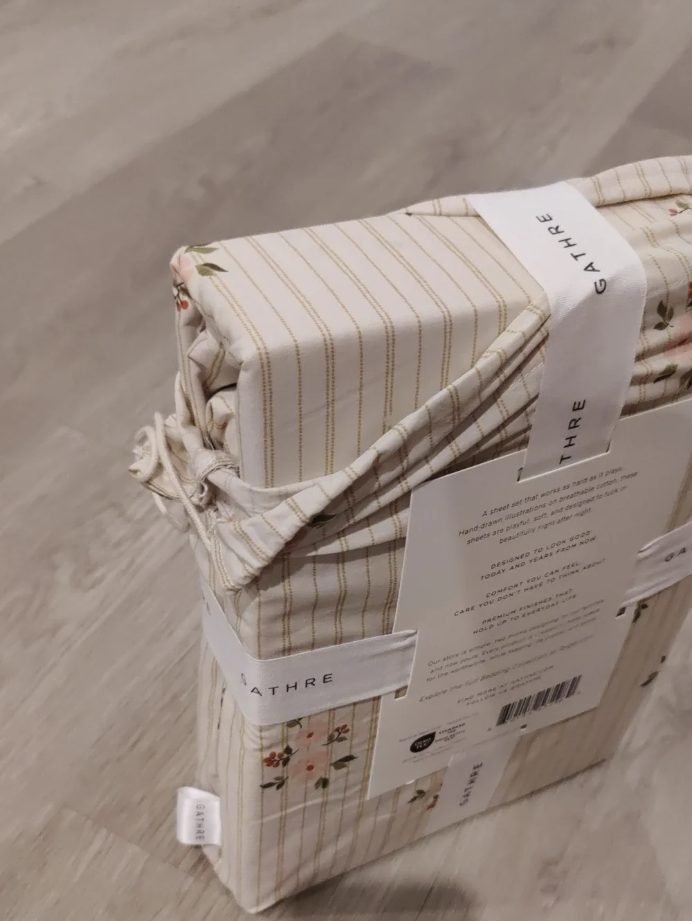 New!Y2K Gathre Floral Whimsical Stripe Cotton Full Sheet Set Cottagecore Chic